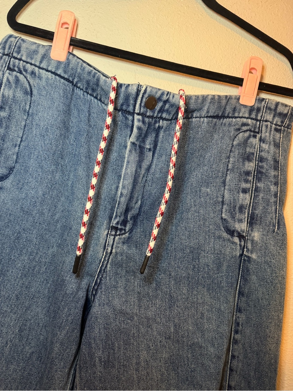 Pilcro Anthropologie Wide Leg Mid-Blue Women's Jeans with Drawstring - Picture 2 of 7